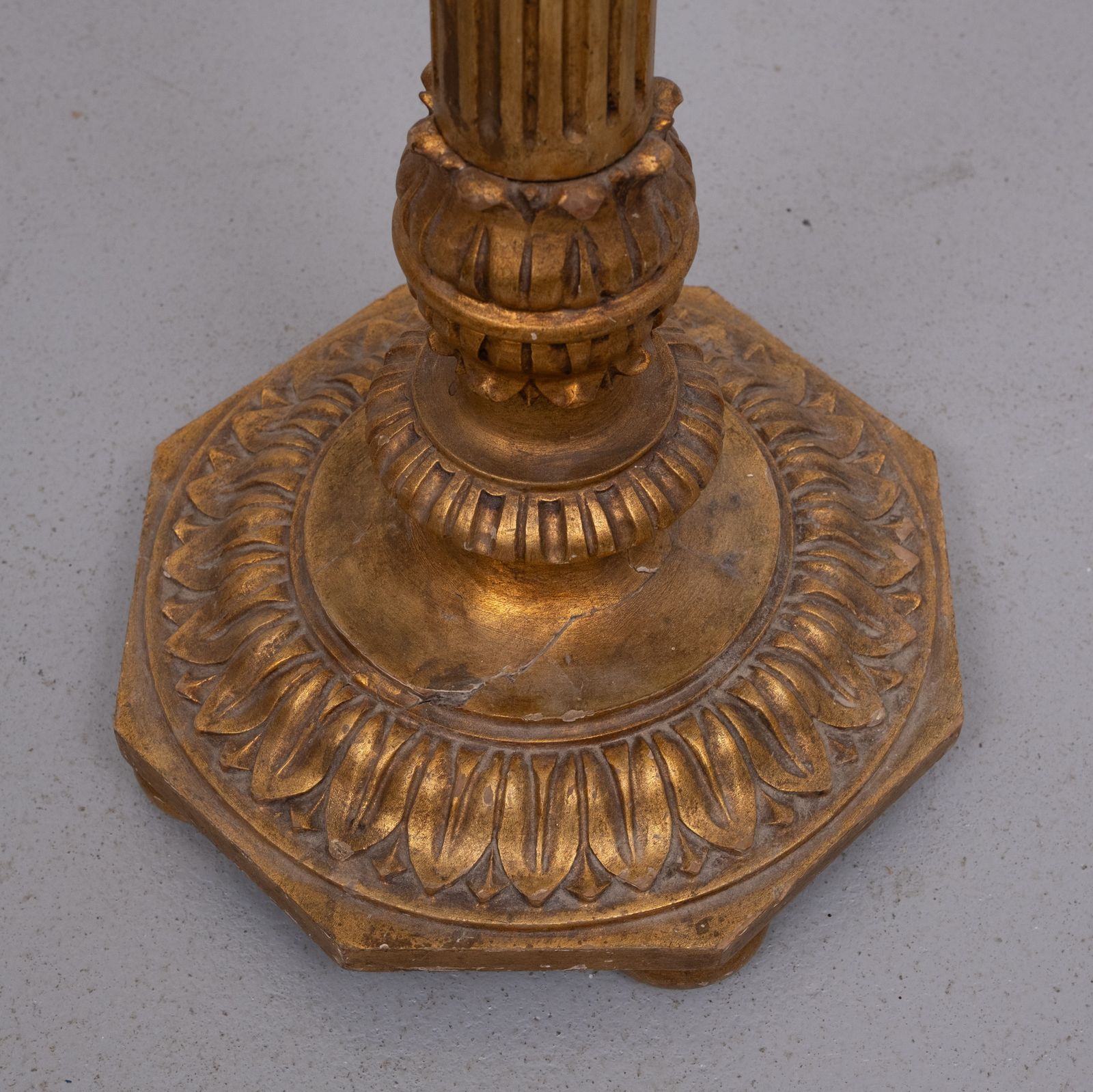 Italian Rococo Wooden Floor Lamp Antique Gold 1950s photo buy
