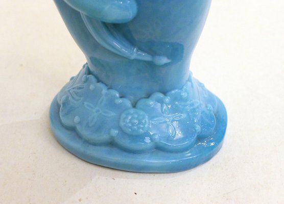 Main Au Cornet Vase In Molded Blue Opaline Glass From Valléerysthal, France, Early 20th Century photo buy