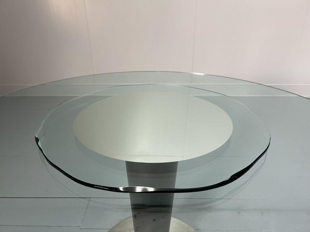 Gallotti And Radice “Upside 14” Round Circular Glass Top Dining Table photo vintage