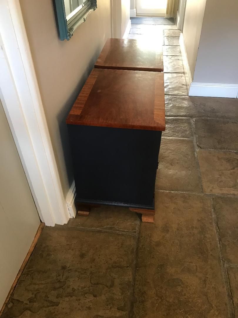 Pair Of Cabinets, Georgian Style, Oak And Mahogany With Beautiful Deep Blue Accents photo buy