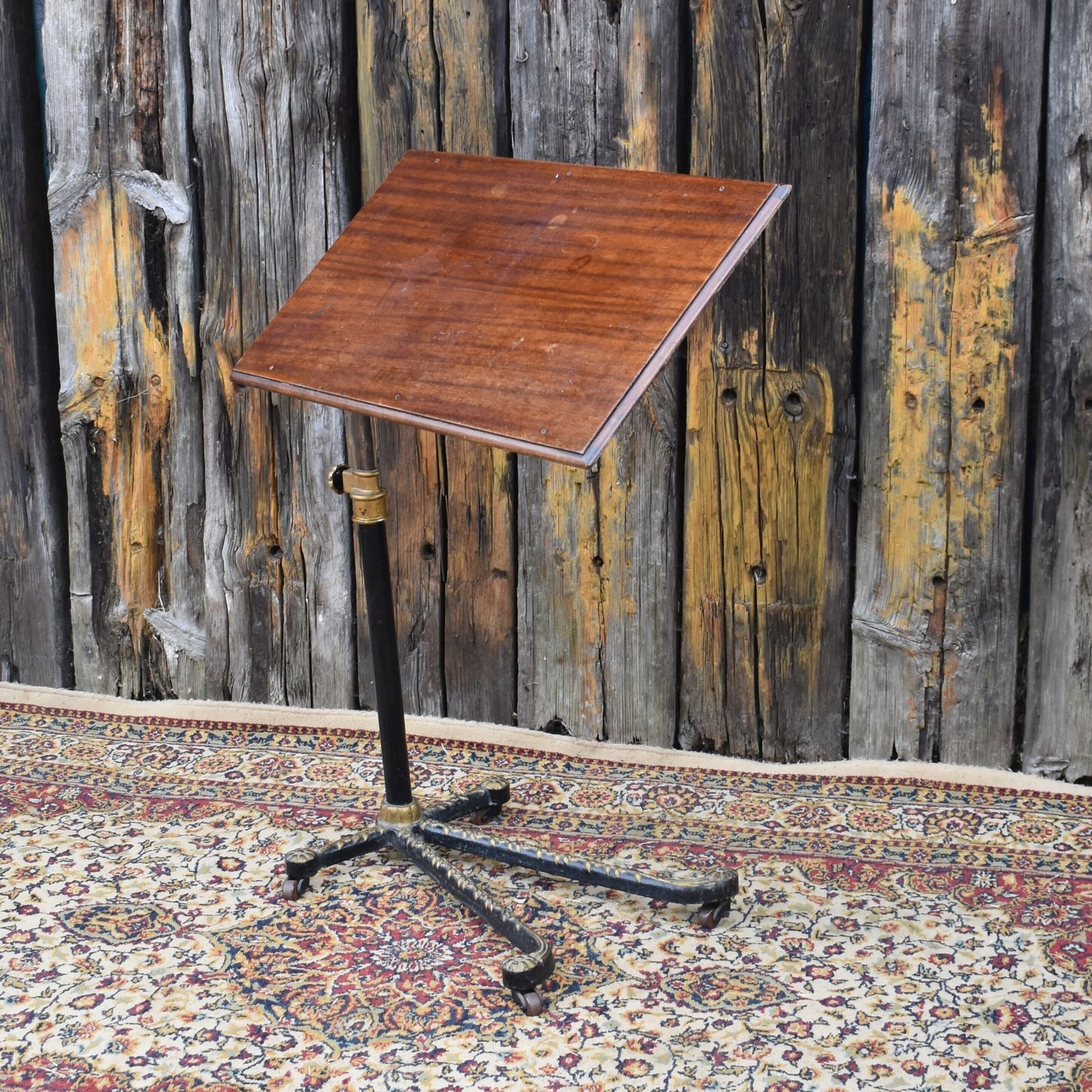 Antique Carters Of London Oak Top Cast Iron Invalid Reading Lectern Table photo for sale