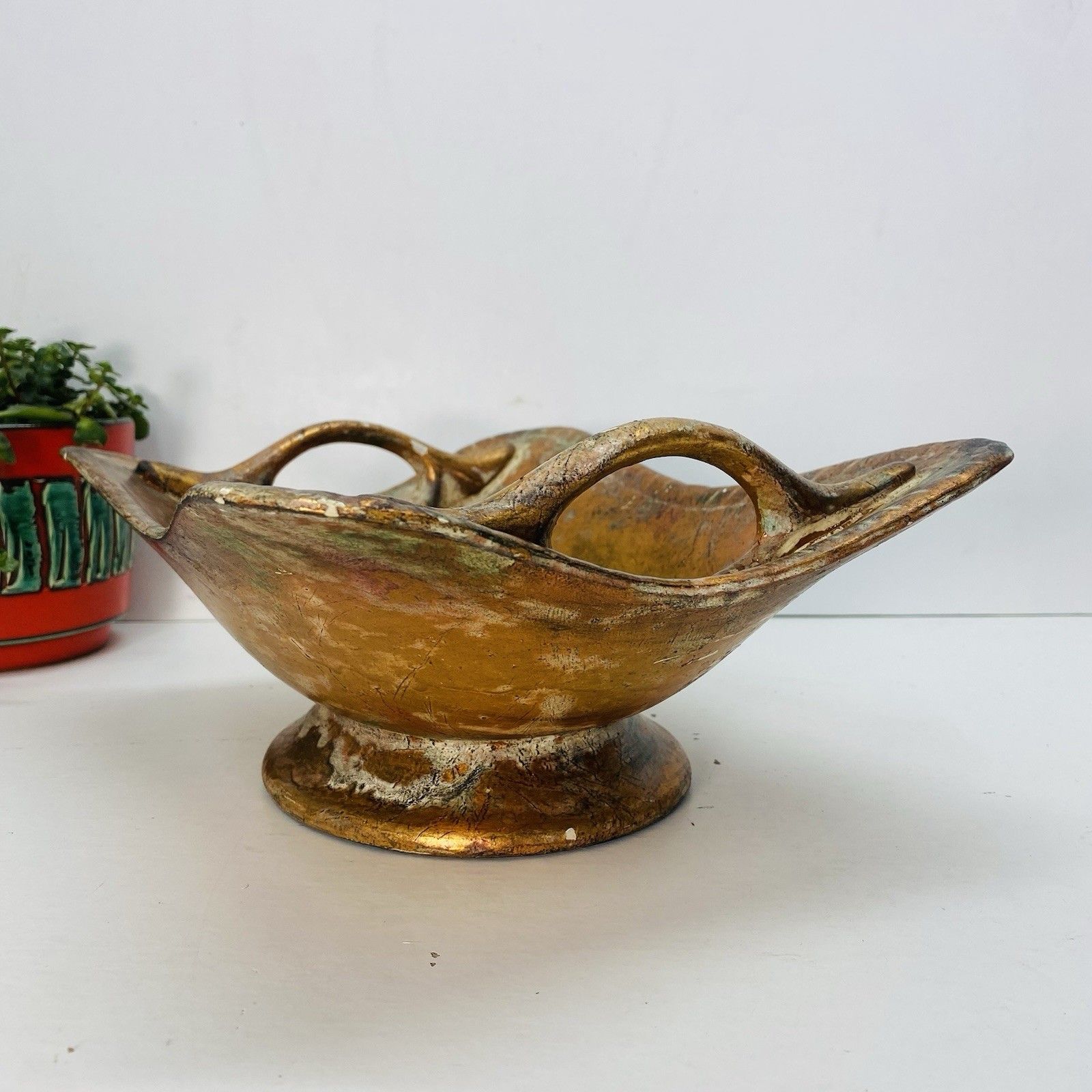 Twin Handled Antique Ceramic Floral Decorated Fruit Bowl Circa 1900 photo vintage