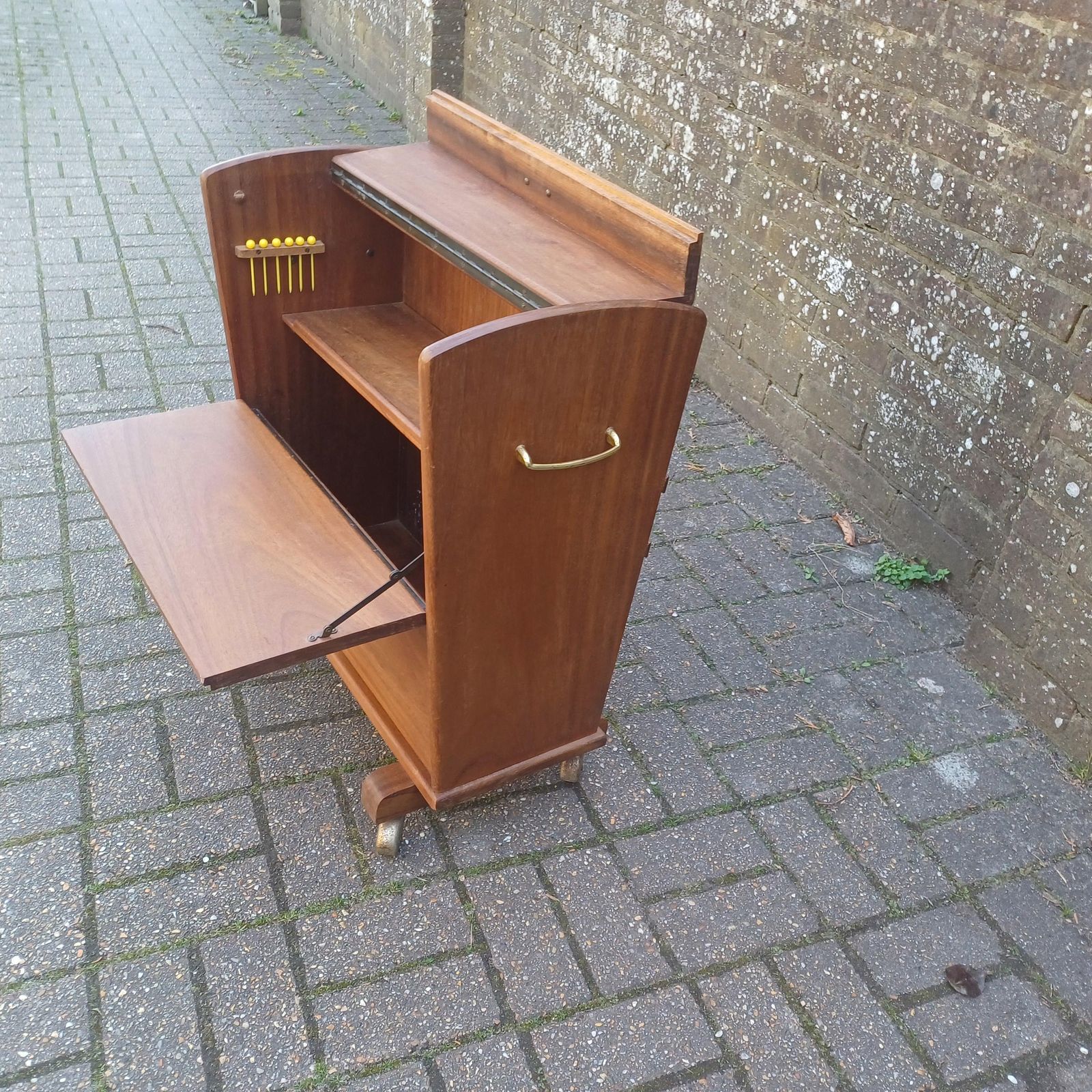 Genius Vintage Retro 1950s 60s Solid Wood Cocktail Drinks Trolley – Restored Mid Century Bar Cabinet, Atomic Design photo furniture