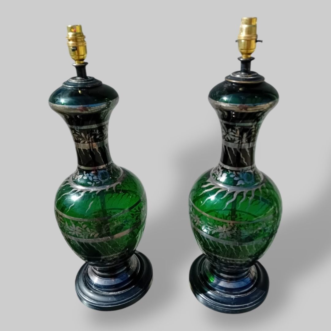 A Pair Of Vintage Bohemian Glass Table Lamps photo furniture
