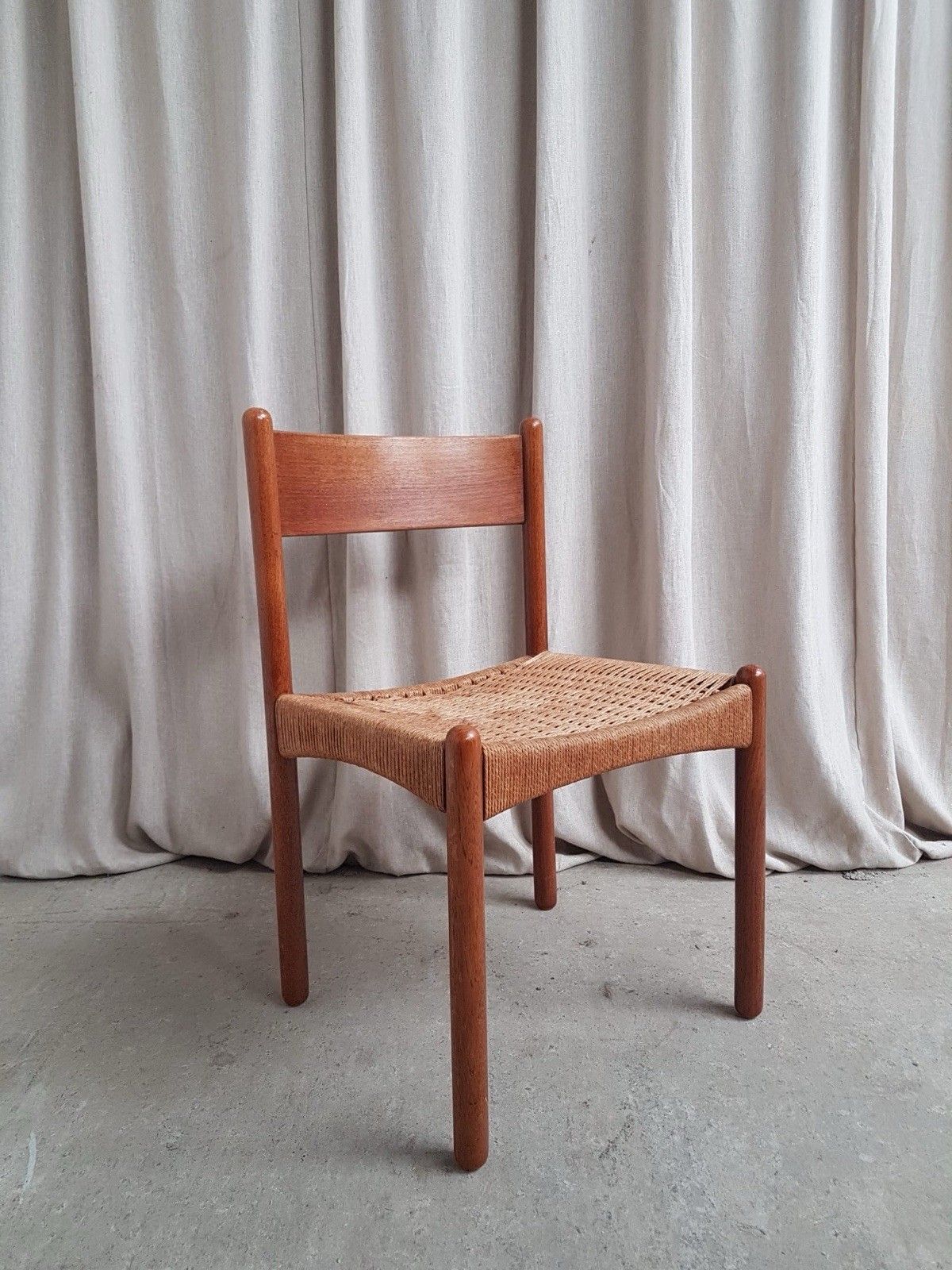 Vtg Mid Century Danish Papercord Dining Side Desk Chair Scandi Retro R803 photo furniture