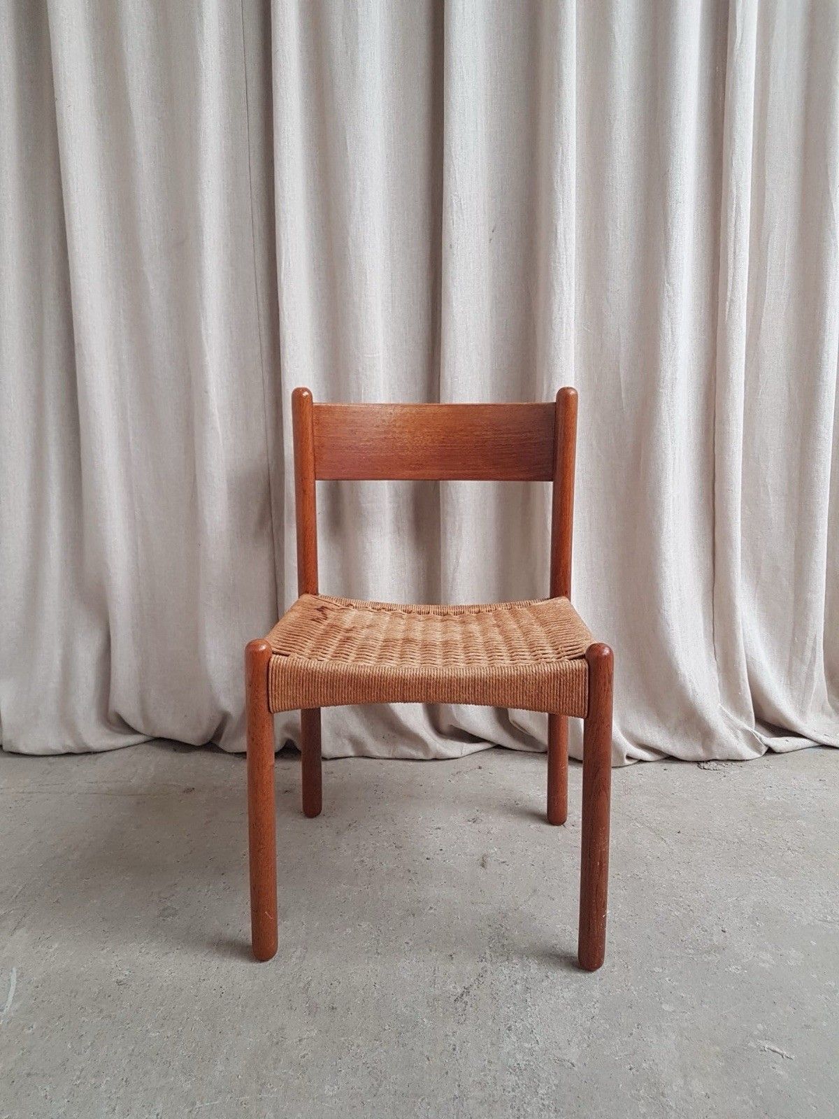 Vtg Mid Century Danish Papercord Dining Side Desk Chair Scandi Retro R803 photo 201.25