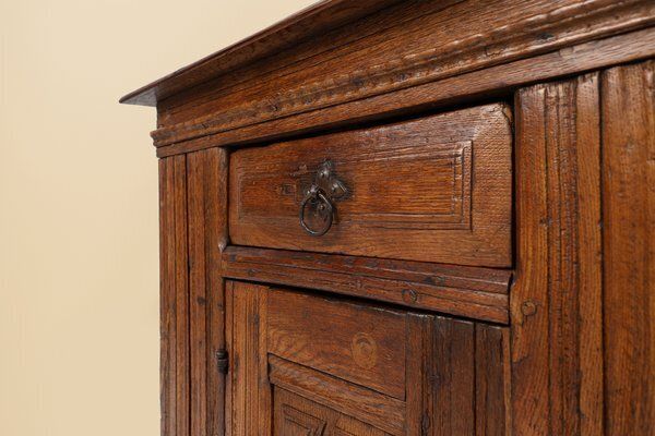 Belgian Hand Carved Single Door Cabinet In Oak, 16th Century photo Furniture