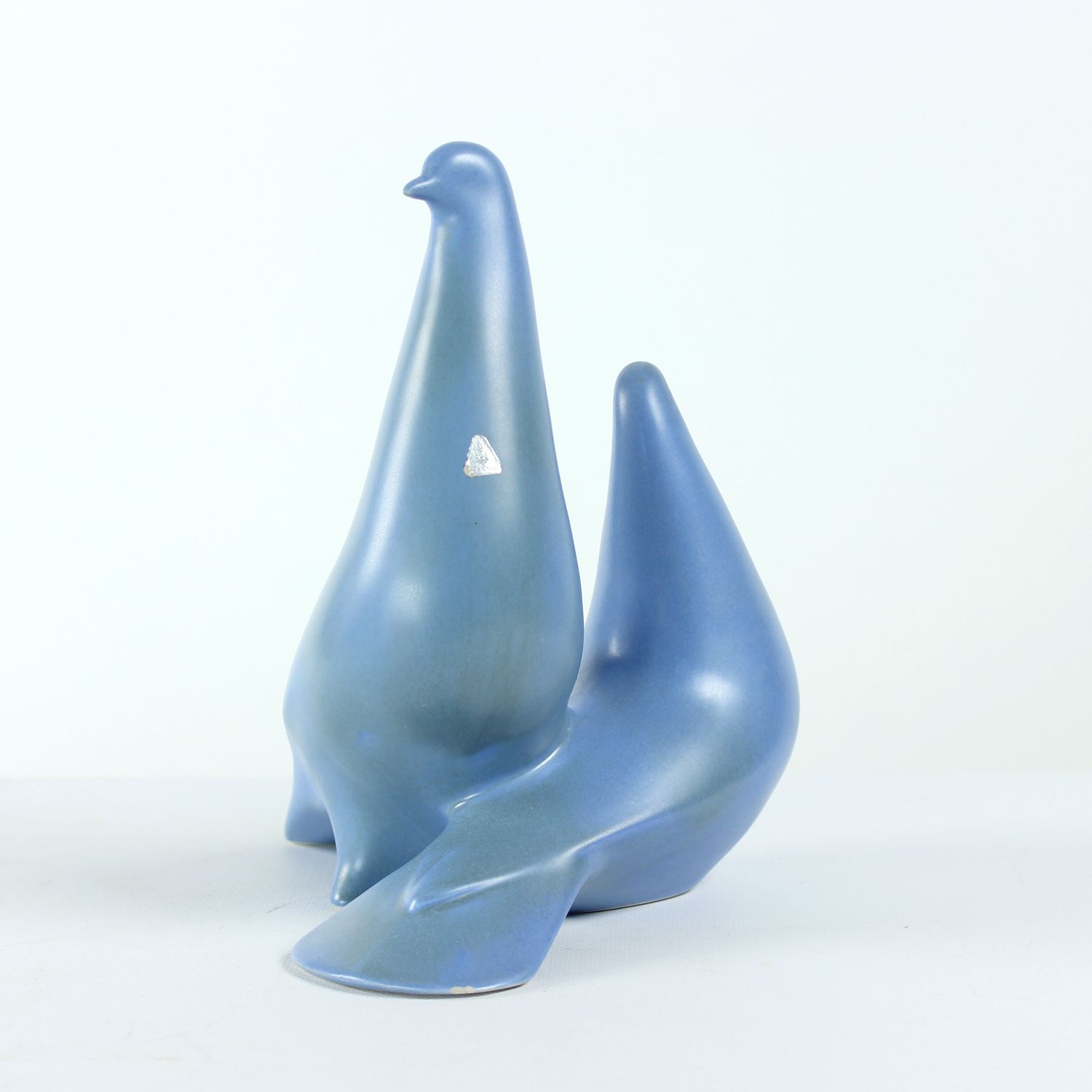 Ceramic Sculpture Of Two Blue Doves,  Keramia 1960s photo vintage