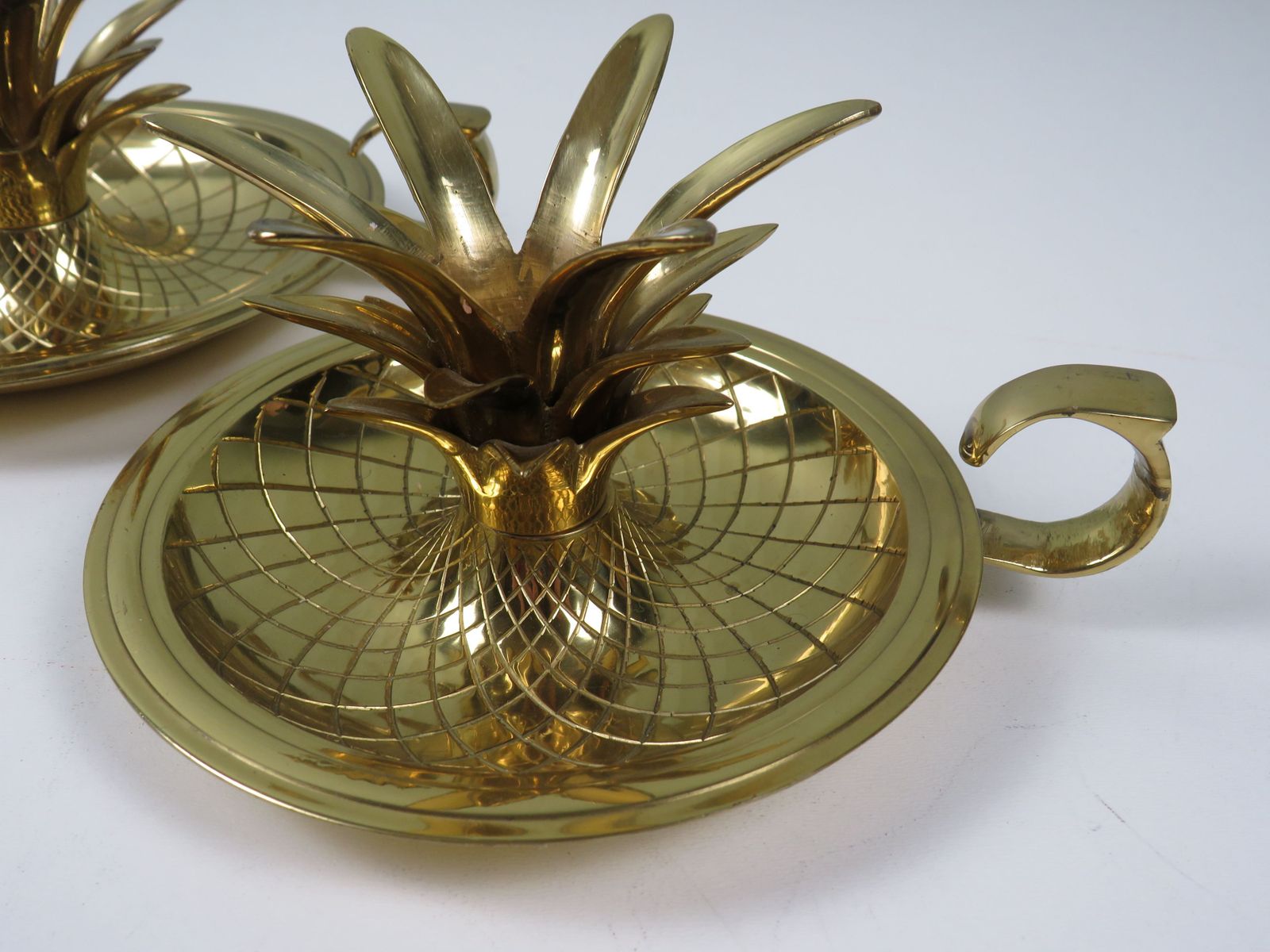 Elegant Pineapple Candlesticks In Lacquered Brass  (Set Of 2) photo buy