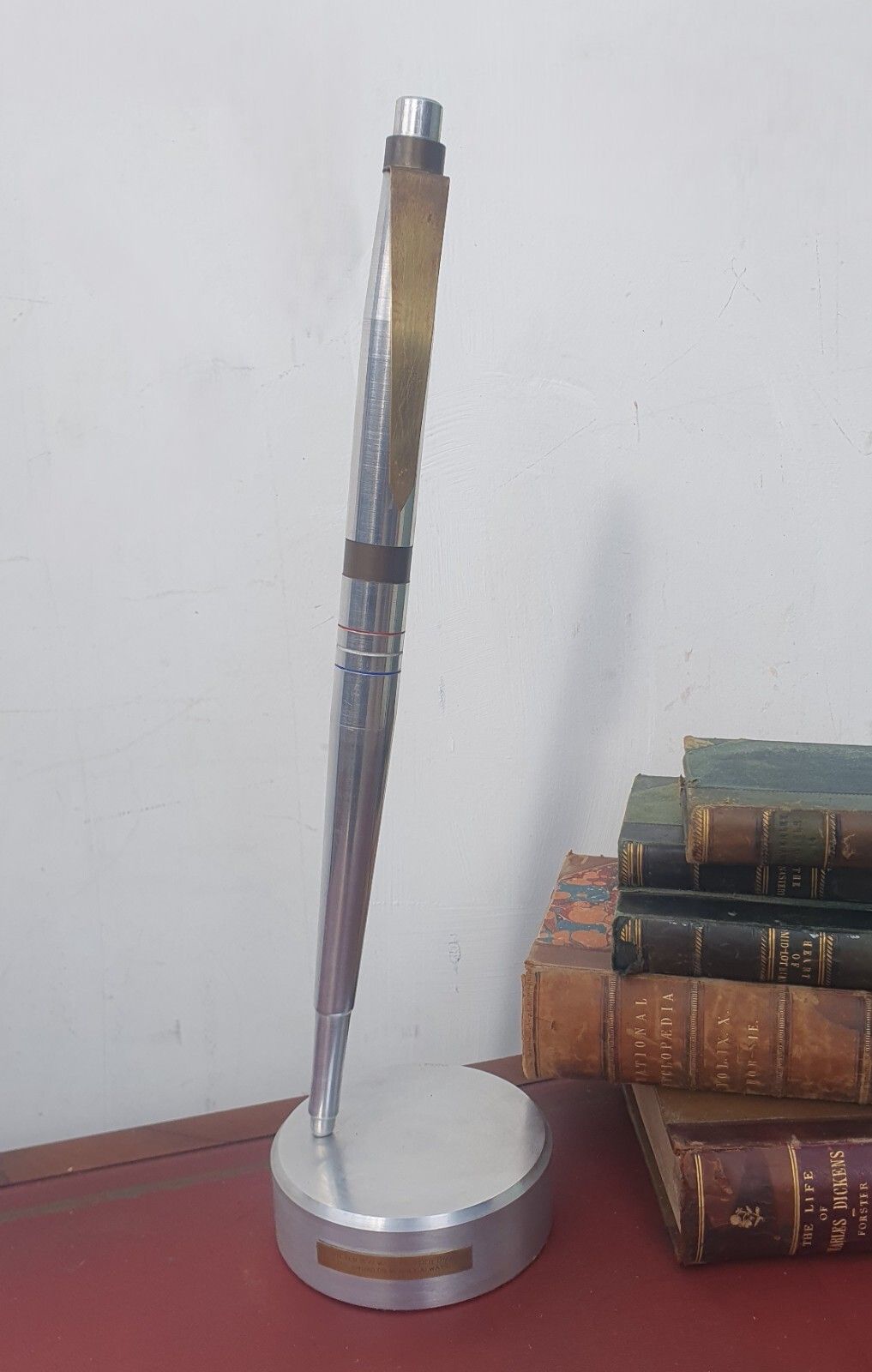 Bespoke Large (43cm High) Steel Pen Desk Ornament Paper Weight With Motto photo furniture
