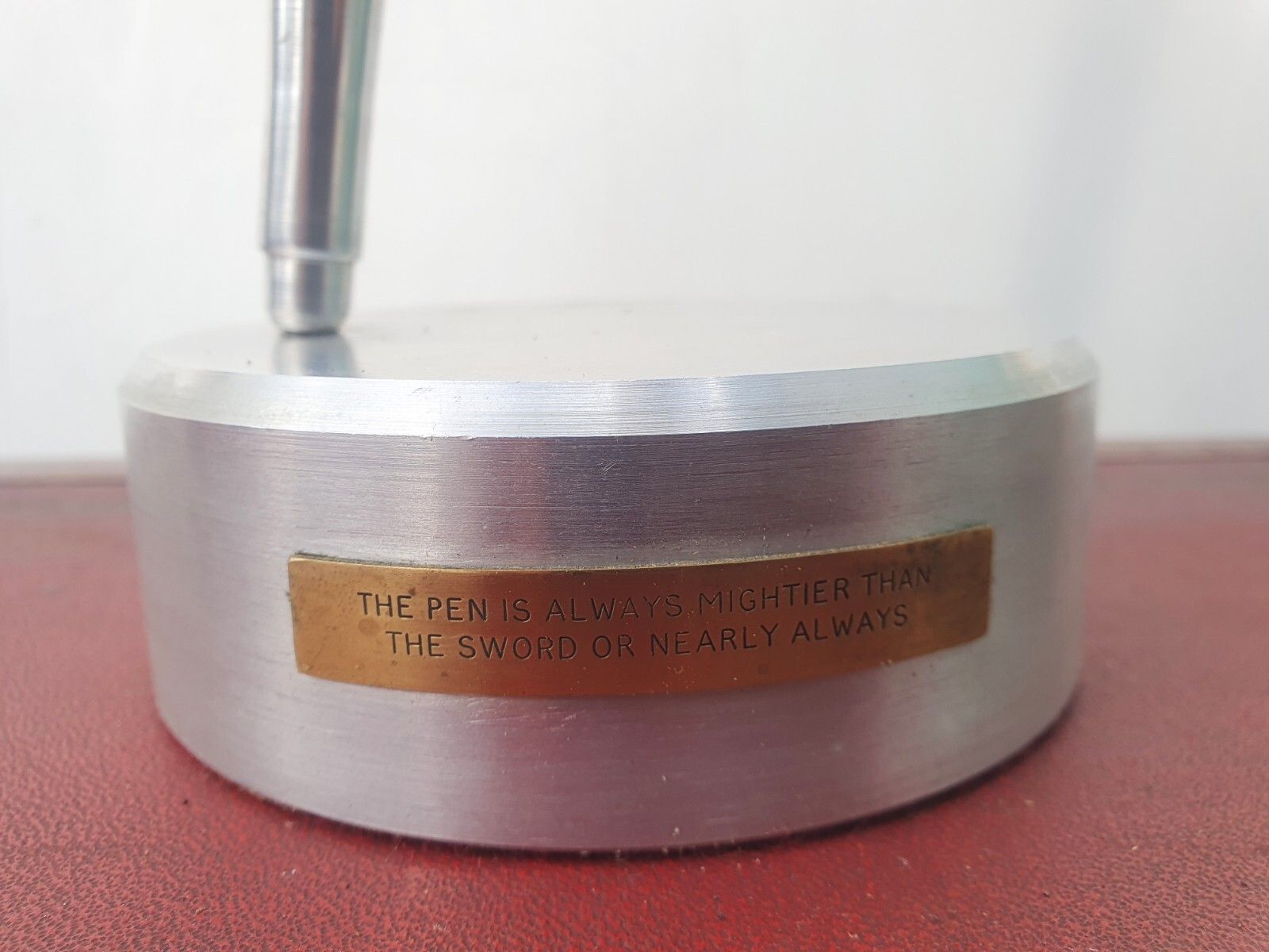 Bespoke Large (43cm High) Steel Pen Desk Ornament Paper Weight With Motto photo Home Decor