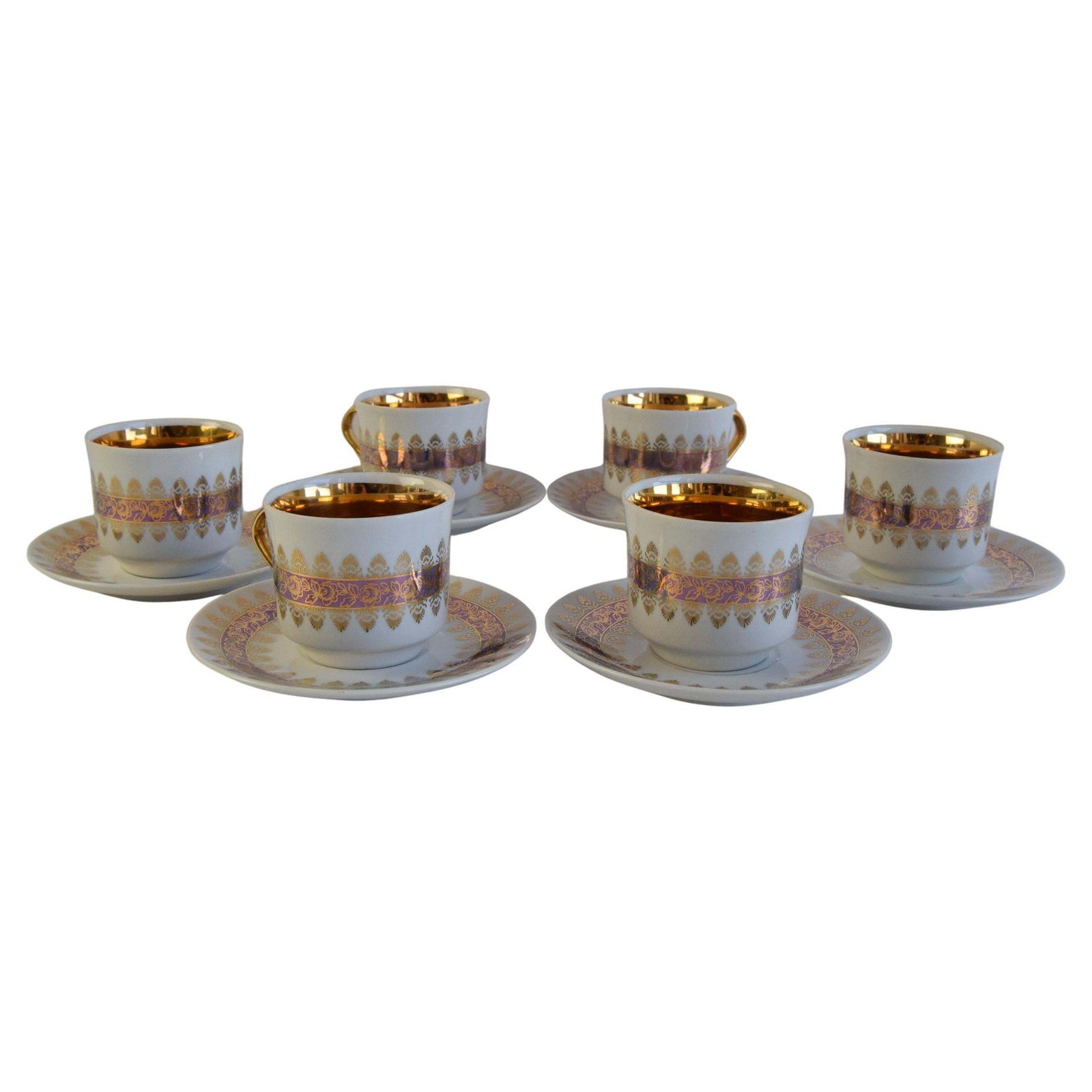 Set Of Six Cups And Saucers By Epiag 1950