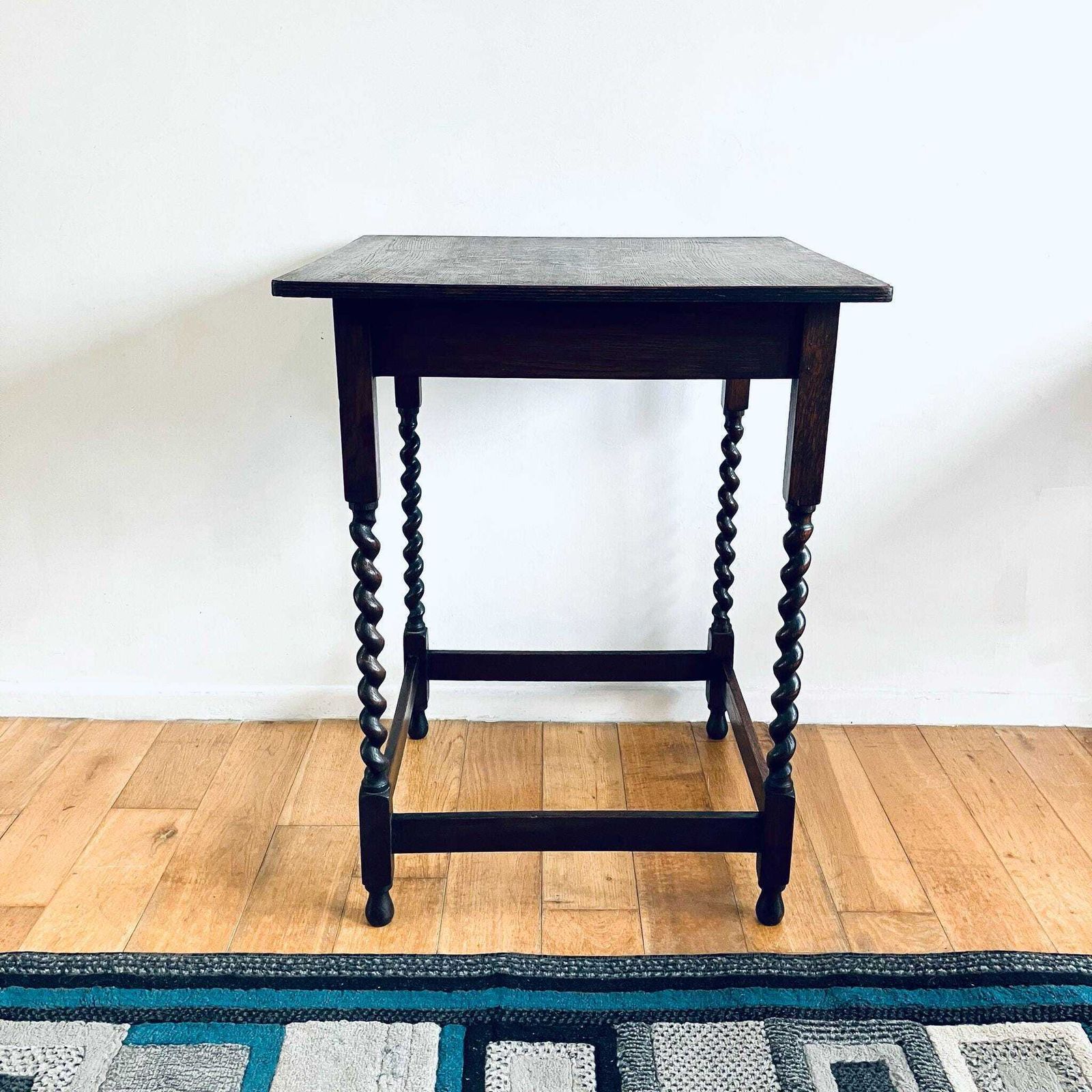 Antique Early 20th Century French Dark Oak Side/Hall Table Twist Leg Lamp Stand photo for sale