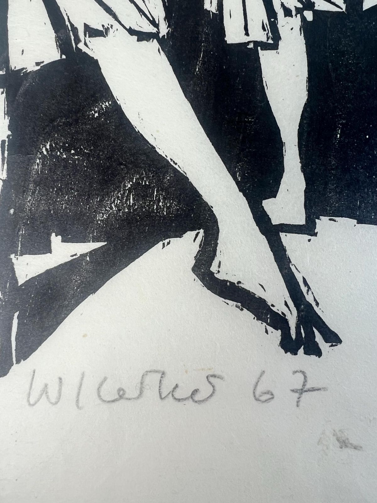 Mid Century '67 Woodcut Print Signed By Artist, Modern Folk Decor, Print Of Ballet Dancers, Modern Dance Art, Modern Dance Art Original photo buy