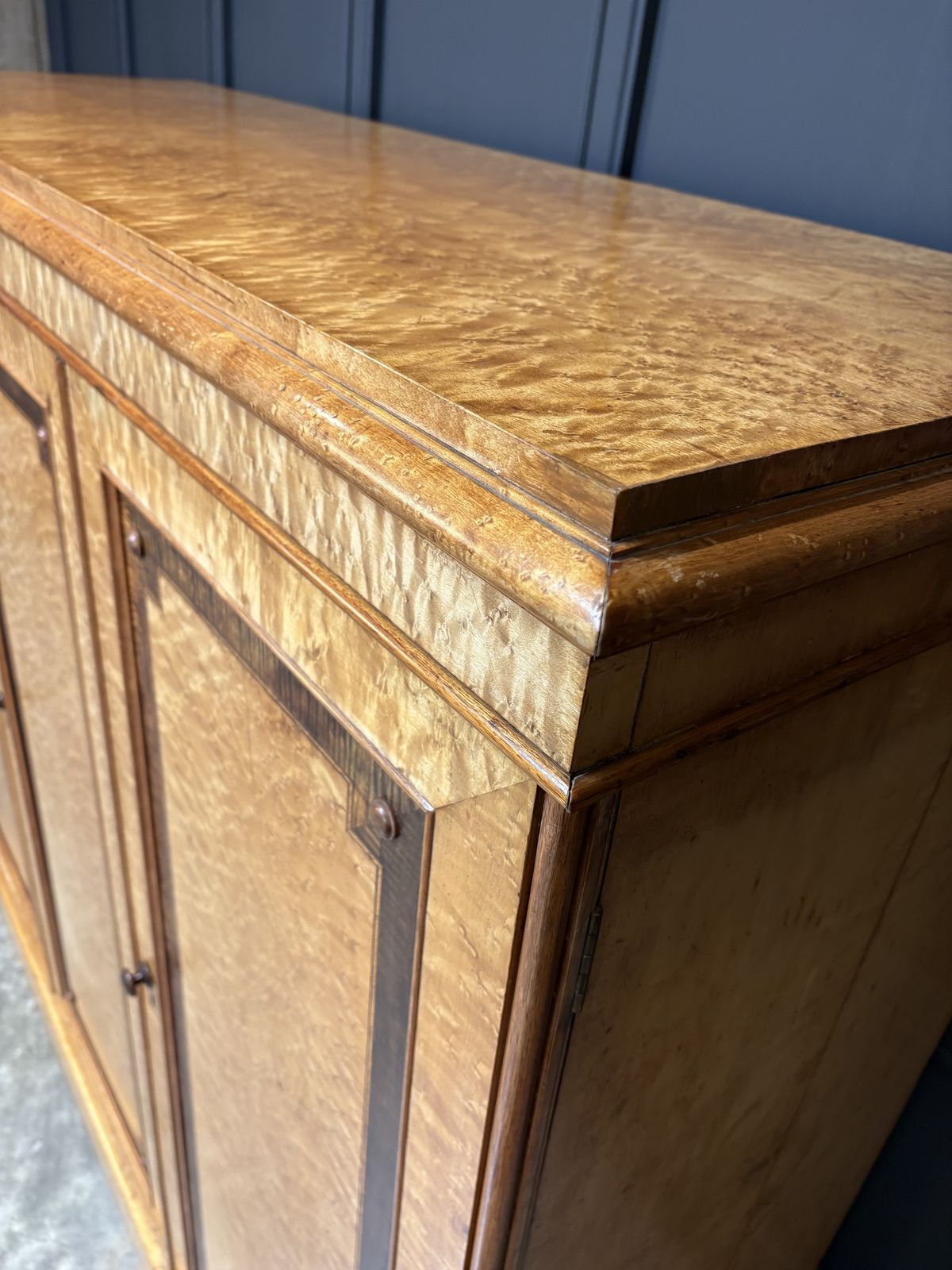 Low Victorian Birds Eye Maple Compactum Wardrobe photo vintage