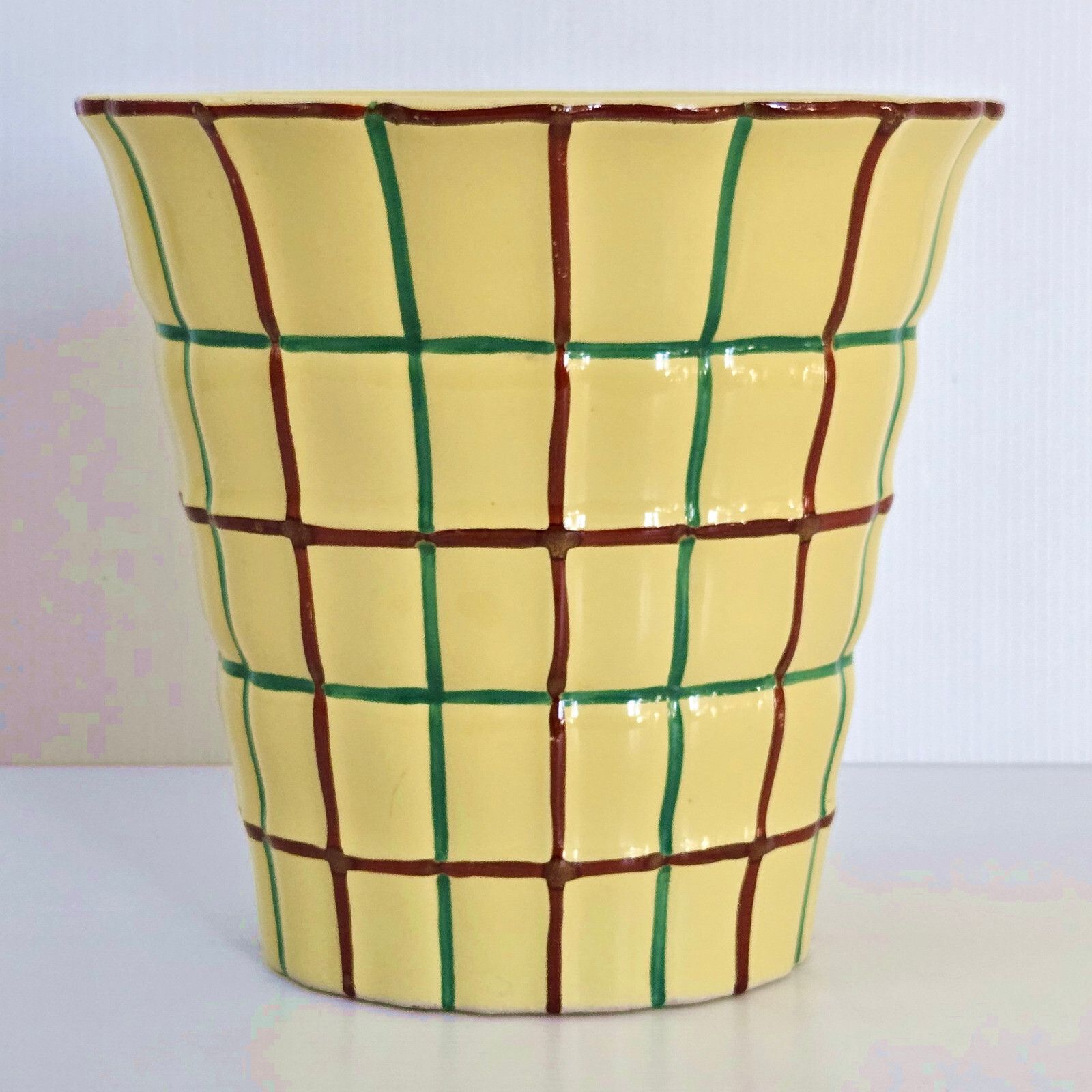Vintage 1950 Ceramic Vase Yellow Red Green 50s Rockabilly Zazou Retro 1950s photo furniture
