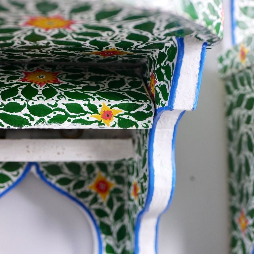 350.0 Pair Of Handmade Bedside Tables Or Shelves From Tunisia, Circa 1980 photo