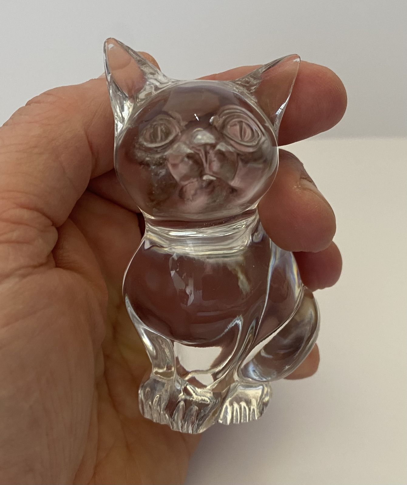 Original, Daum France, Handmade Studio Crystal Cat Figuring, Signed