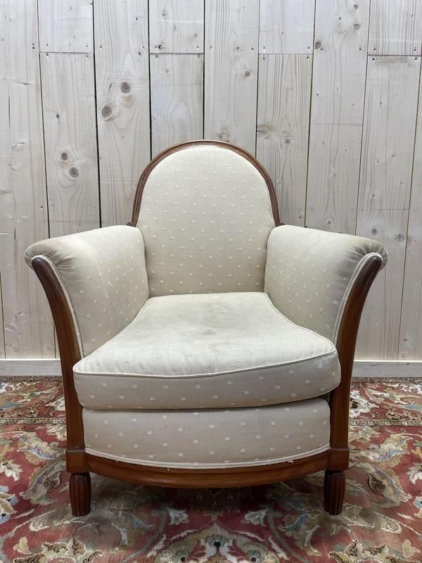 Fauteuil   Bergère époque Art Déco En Noyer