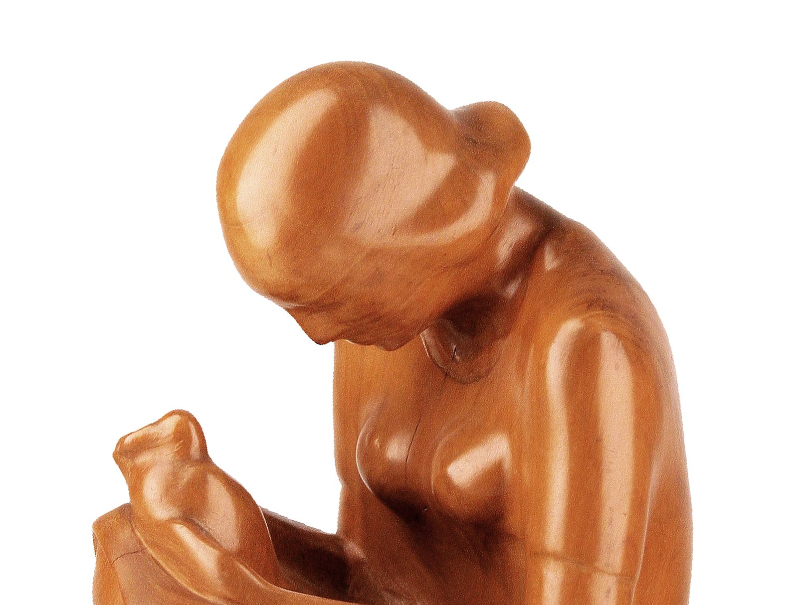 photo furniture Mid 20th Century Varnished Wood Sculpture Of Crouched Lady By Spanish Author Godofredo Paino