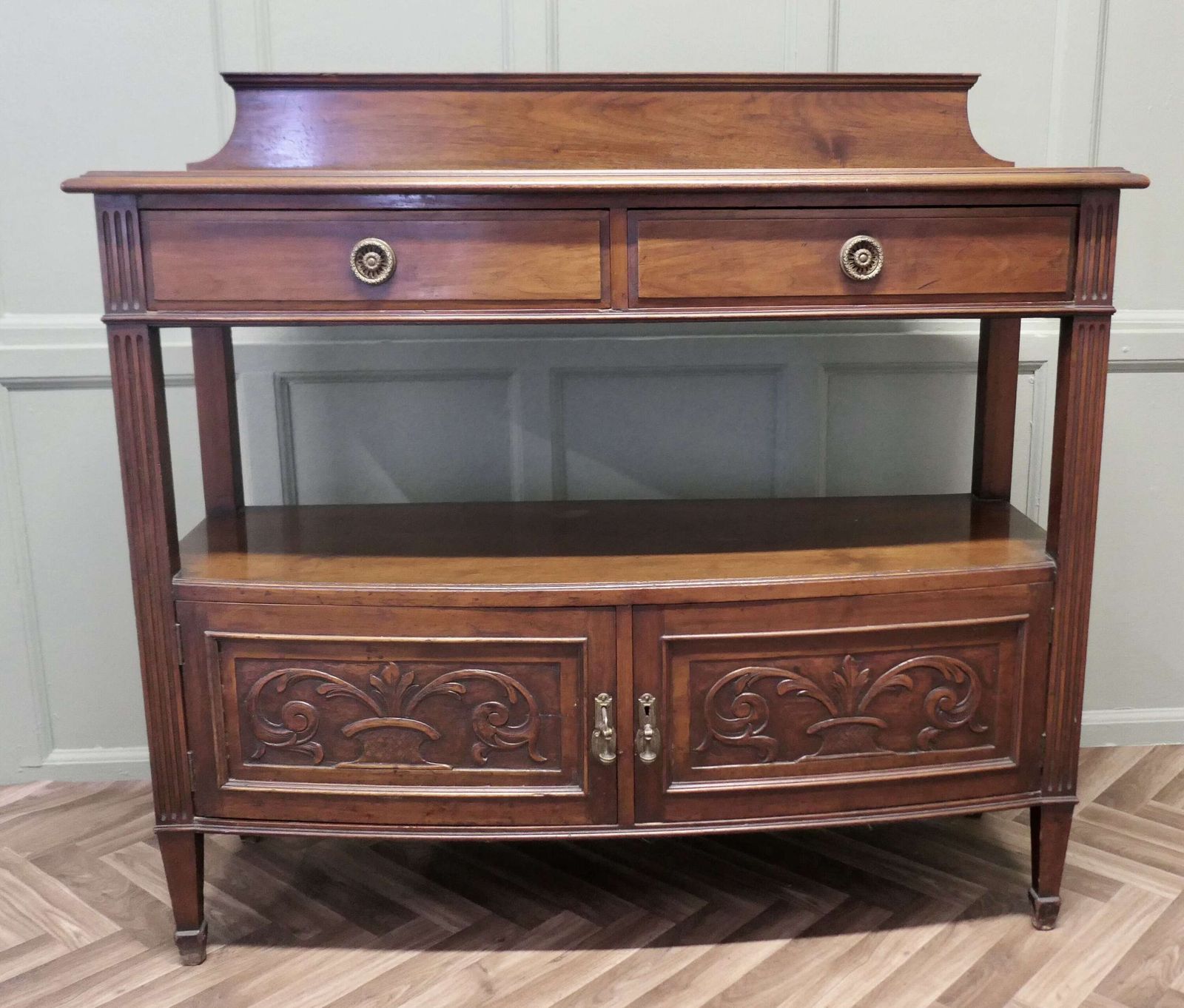 Carved Art Nouveau Walnut Side Board Or Buffet photo for sale