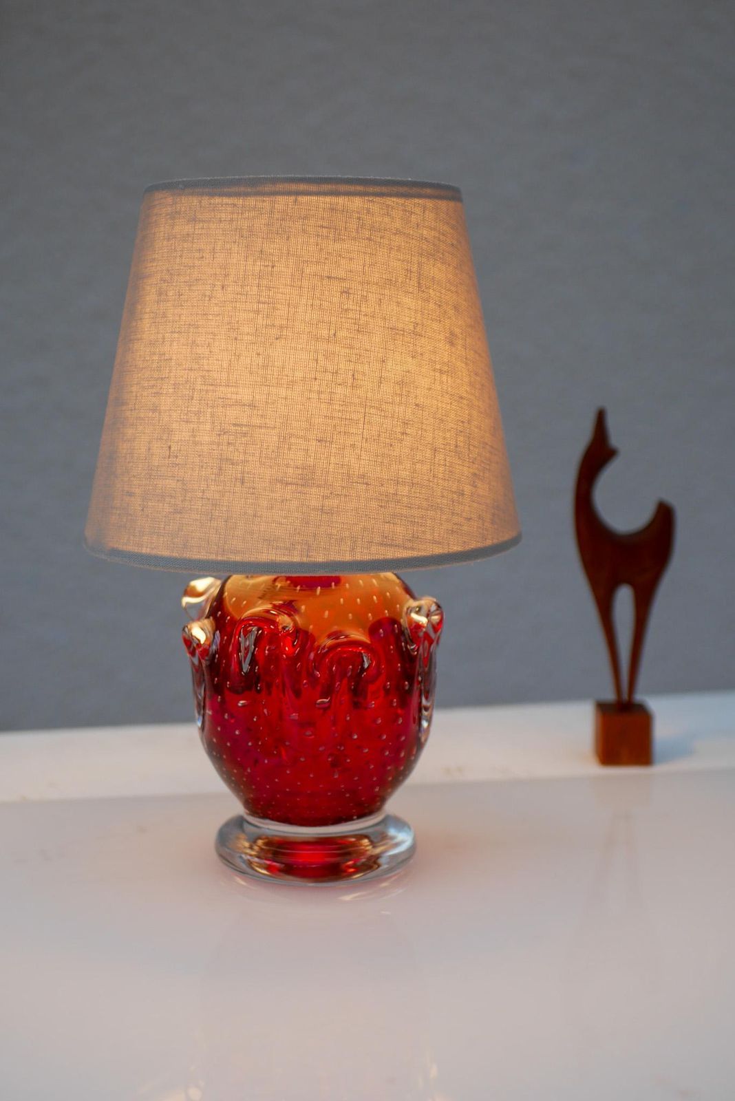 photo furniture A Bright Red Crystal Glass Lamp By Börne Augustsson For åseda, Sweden