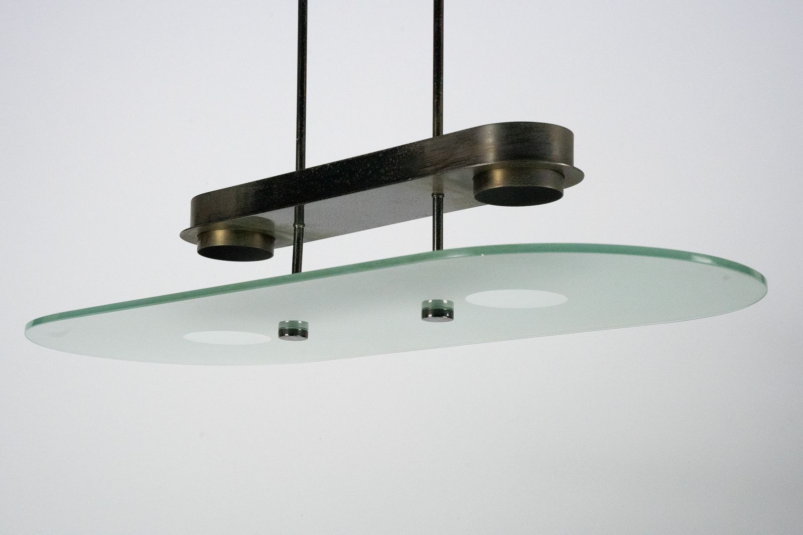 Lumi Milano Mid Century Chandelier In Brass And Glass – Italy, 1970s