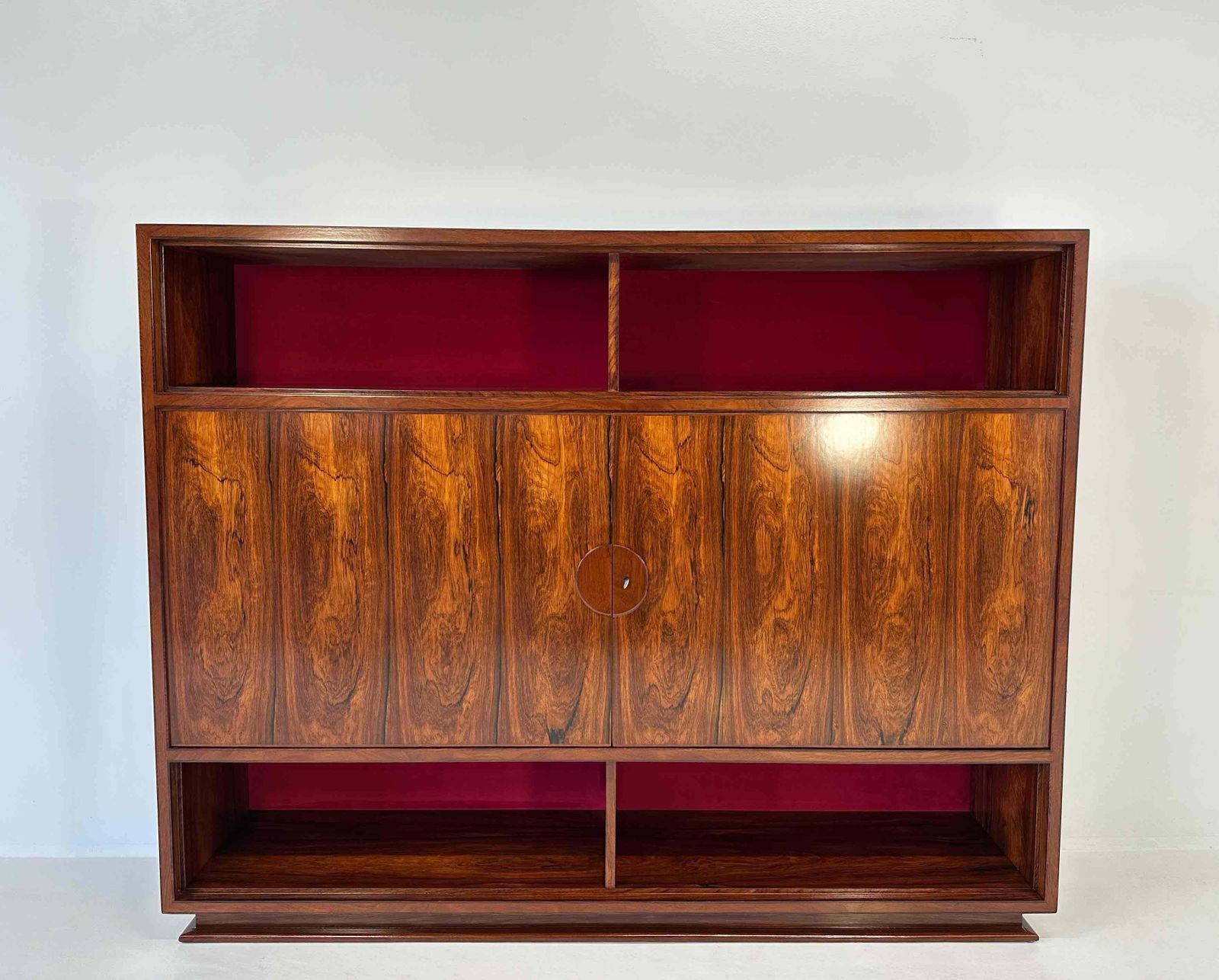 Italian Art Deco Ziricote Wood And Velvet Sideboard Cabinet Attr. Borsani, 1950s photo furniture