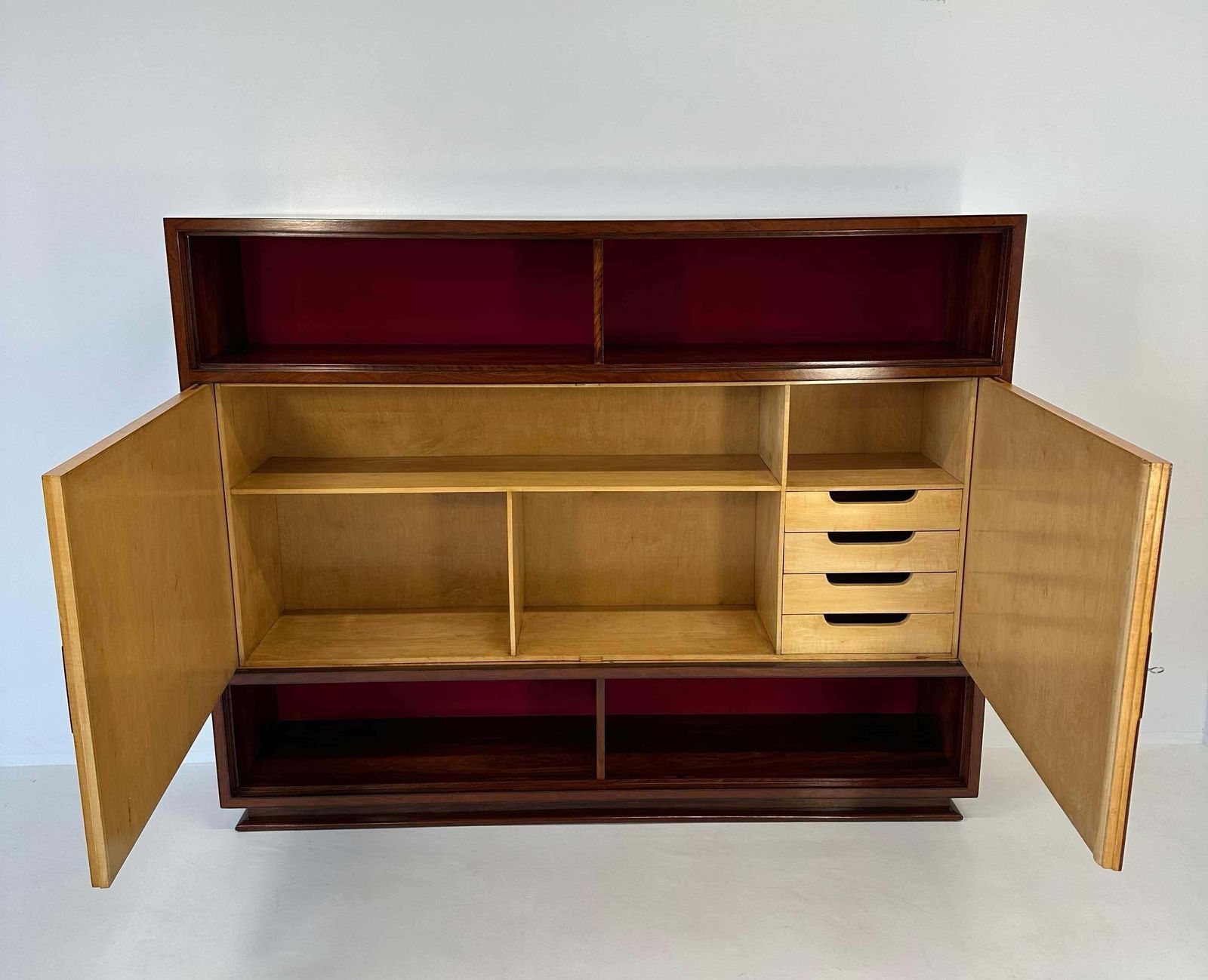 photo buy Italian Art Deco Ziricote Wood And Velvet Sideboard Cabinet Attr. Borsani, 1950s