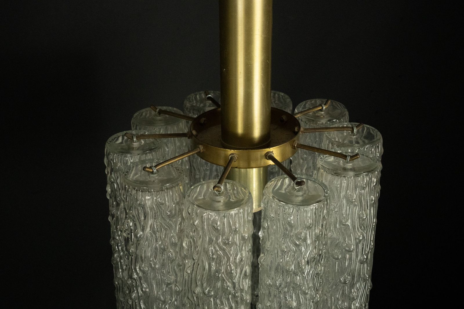 photo buy Pair Of Murano Glass And Brass Chandeliers In The Style Of Toni Zuccheri. Italy 1970s