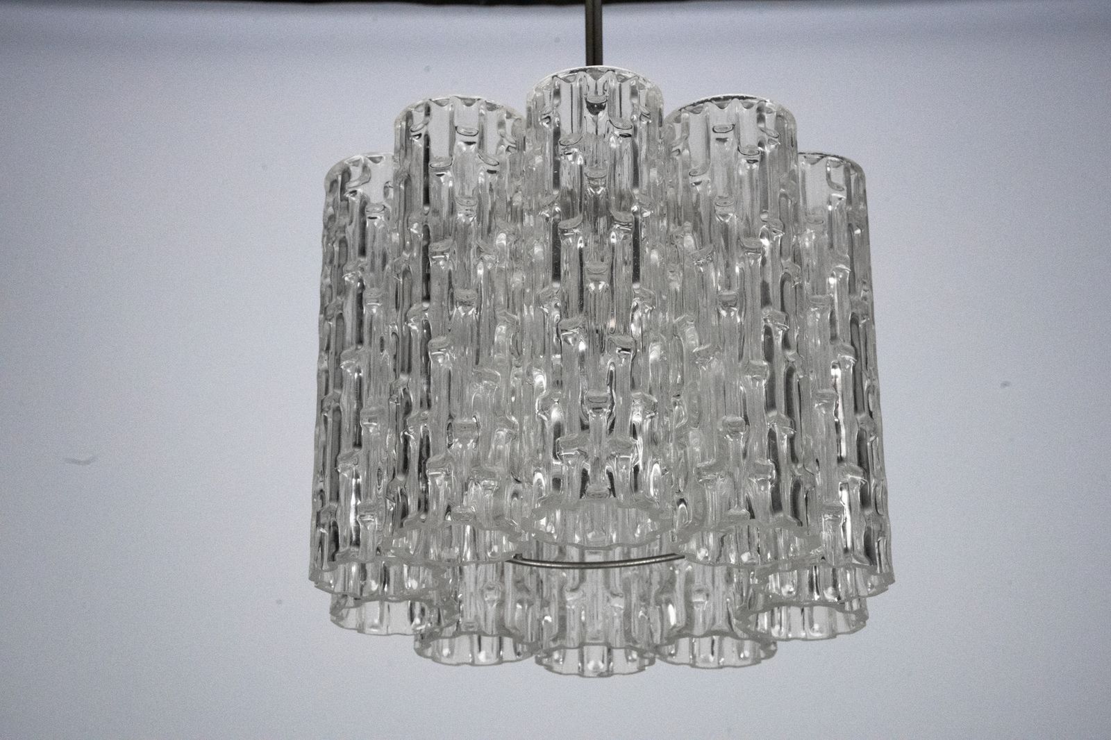 Mid Century Pendant In Murano Glass Elements And Chrome. Italy 1960s photo buy