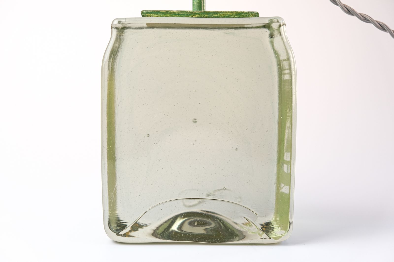 Rare French Signed & Dated Cubist Glass Table Lamp By Anatole Riecke, 1950 photo 1200.0