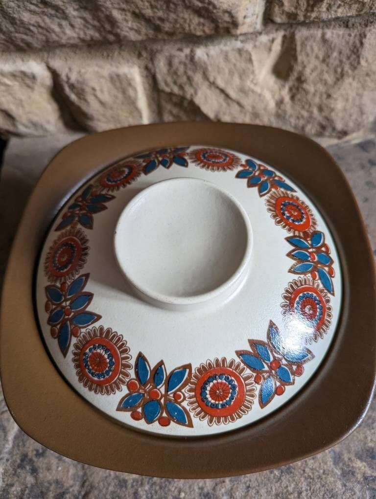 Norwegian Figgjo Flint Astrid Flameware Ceramic Large Casserole Dish Pot 1960s Mid Century Modern photo for sale