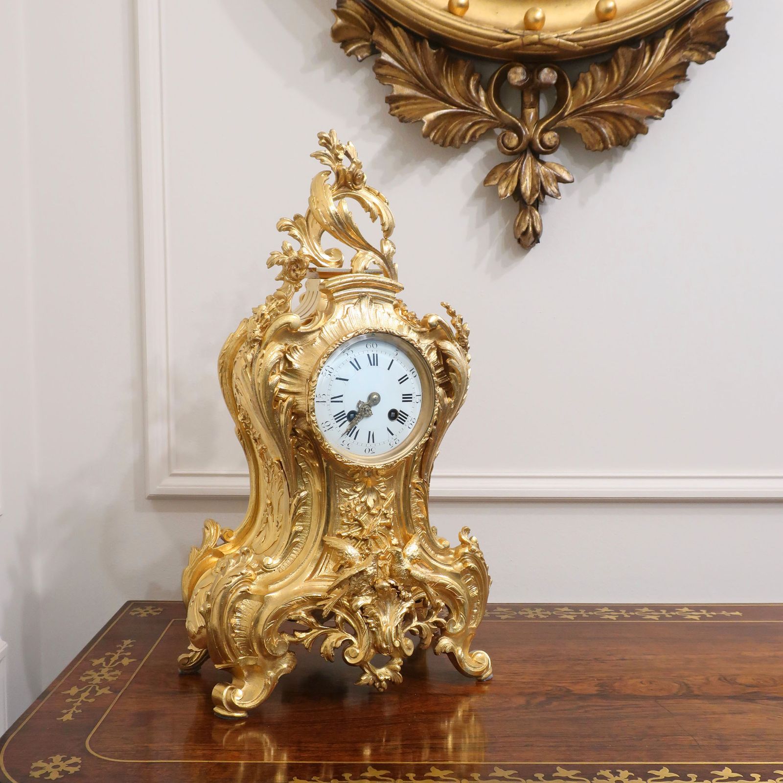French Louis XV Style Gilt Brass Mantel Clock By Japy Freres photo furniture