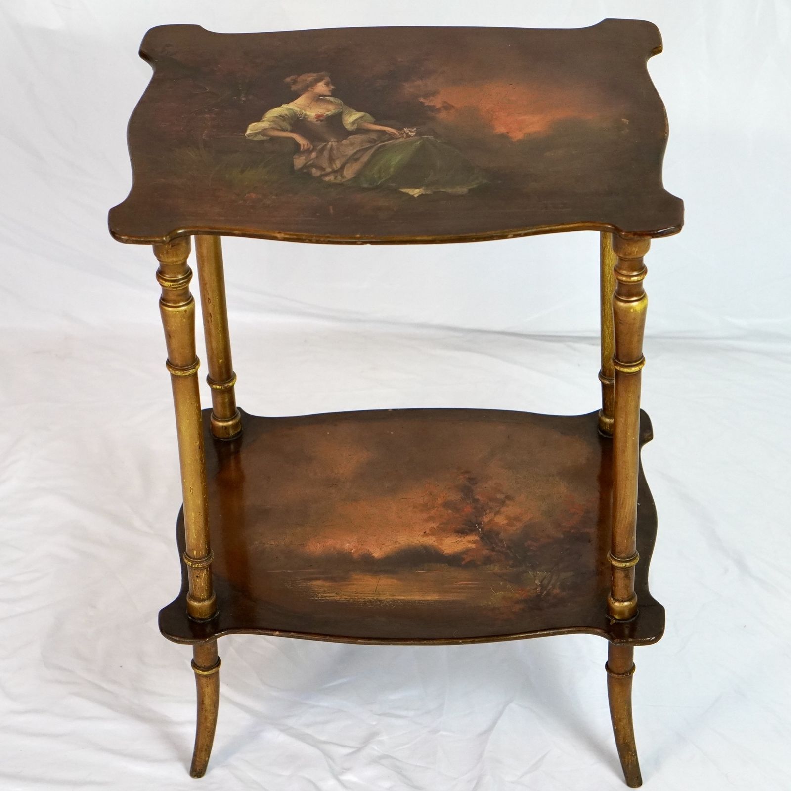 Continental Painted Two Tier étagère Side Table photo furniture