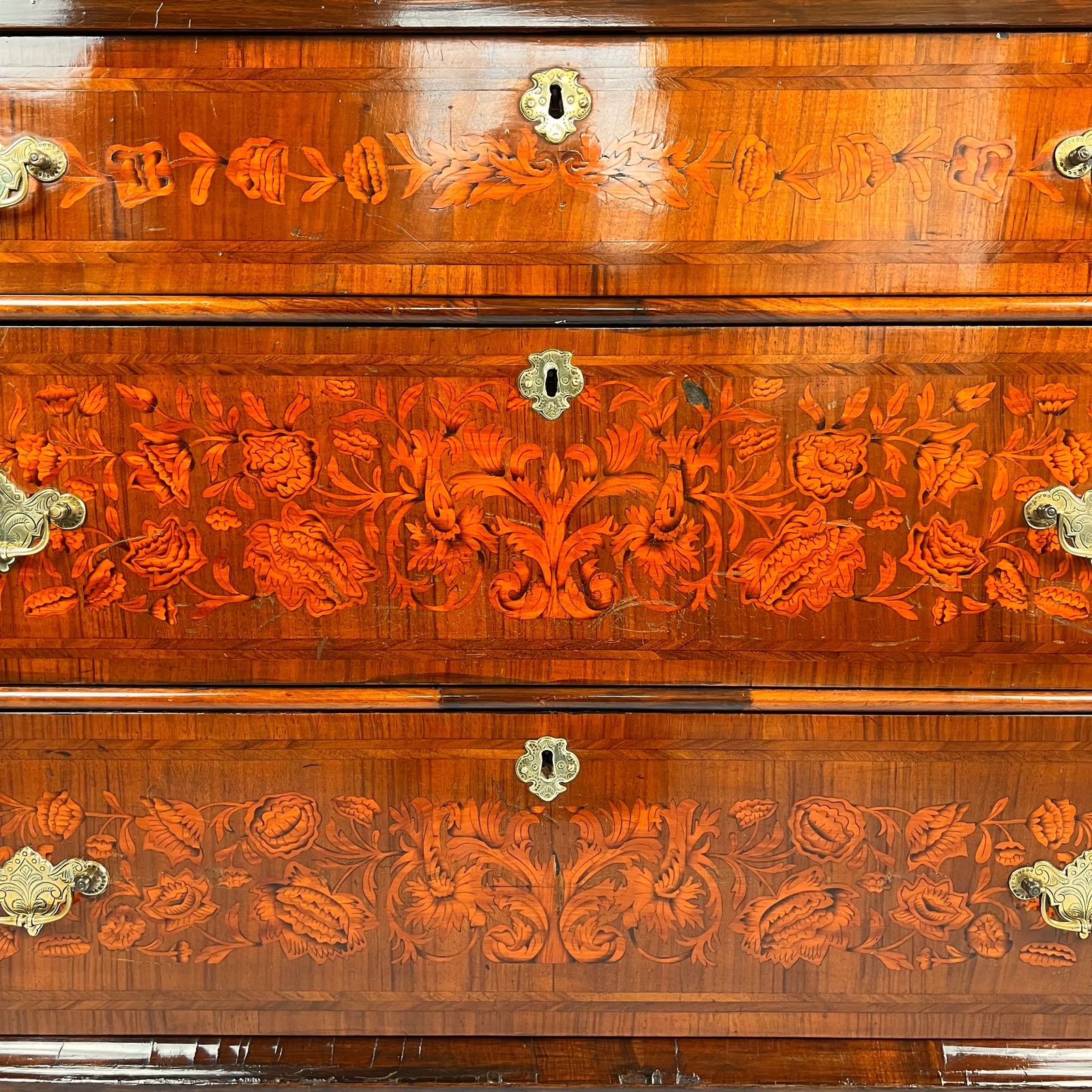 18th Century Walnut And Floral And Seaweed Marquetry Inlaid Escritoire photo vintage