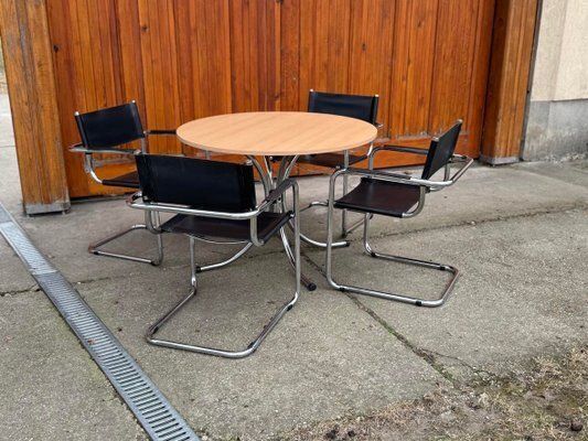 Italian Round Effezeta Dining Table With Chairs, 1990s, Set Of 5
