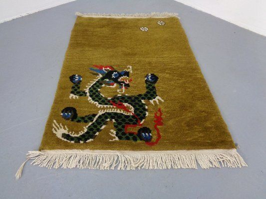 Hand Knotted Tibetan Dragon Rug, 1950s, Set Of 2 photo for sale