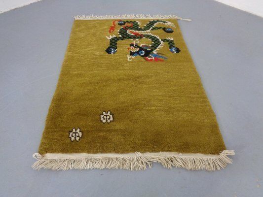 Hand Knotted Tibetan Dragon Rug, 1950s, Set Of 2 photo Textiles