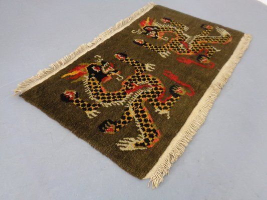 photo for sale Hand Knotted Tibetan Dragon Rug, 1950s, Set Of 2