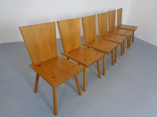 Brutalist Oak Chairs By Göran Malmvall, Sweden, 1950s, Set Of 6 photo Furniture