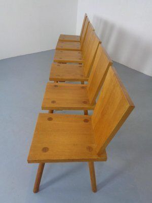 Brutalist Oak Chairs By Göran Malmvall, Sweden, 1950s, Set Of 6 photo vinterior