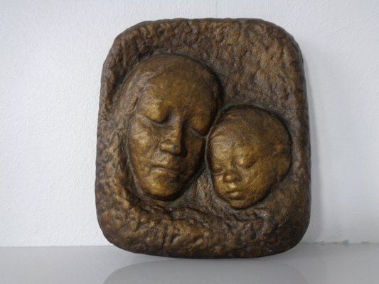 German Bronze Relief Of Mother With Baby, 1940s photo furniture