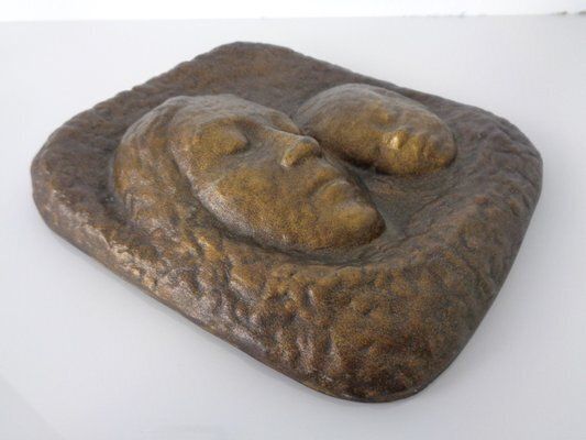 photo for sale German Bronze Relief Of Mother With Baby, 1940s
