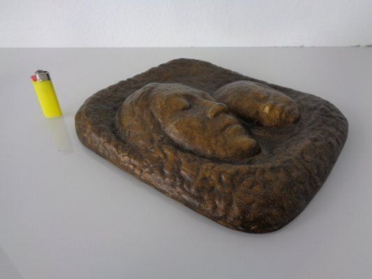 Art German Bronze Relief Of Mother With Baby, 1940s photo