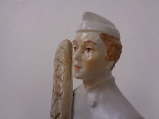 252.0 Porcelain Figurine Of Baker With Baguette, Denmark, 1920s photo