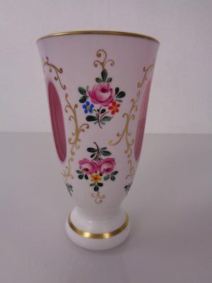 photo buy Czechoslovakian Hand Painted Bohemian Glass Vases, 1890s, Set Of 2
