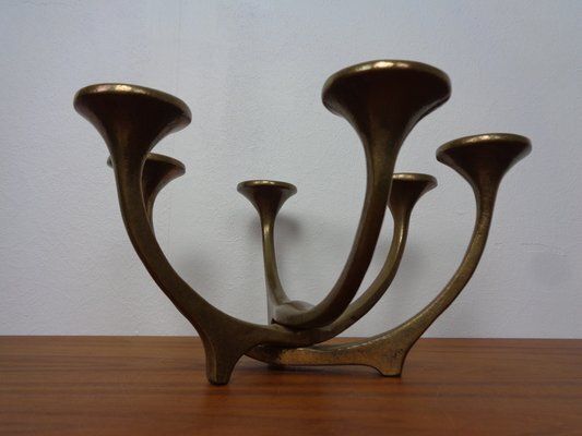 Brutalist Bronze Candleholder By Michael Harjes, 1960s