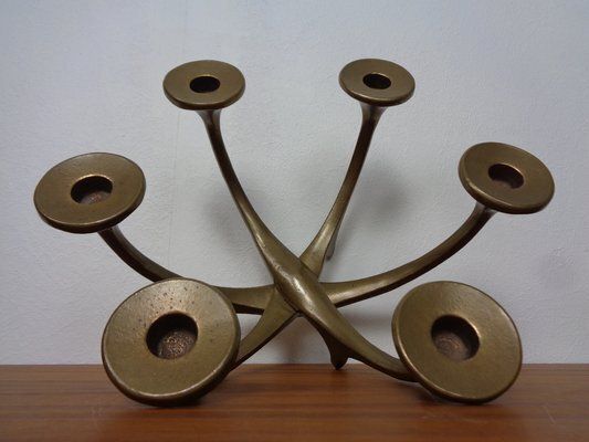 Home Decor Brutalist Bronze Candleholder By Michael Harjes, 1960s photo