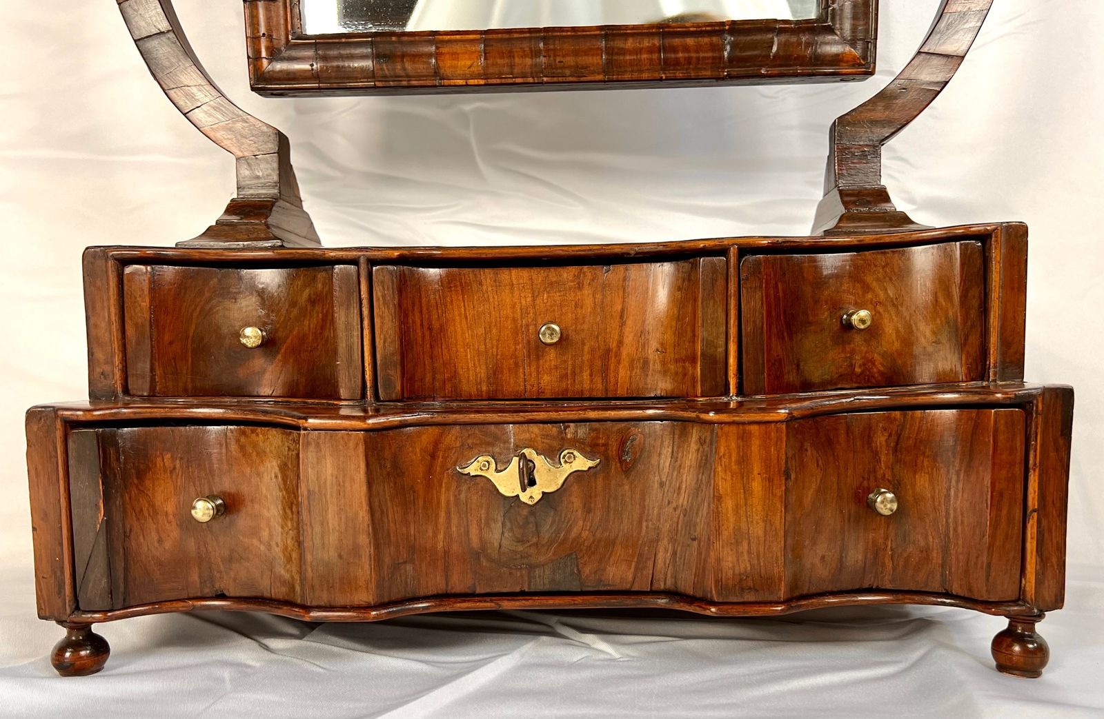 Queen Anne Walnut And Laburnum Dressing Table/ Toilet Mirror photo for sale